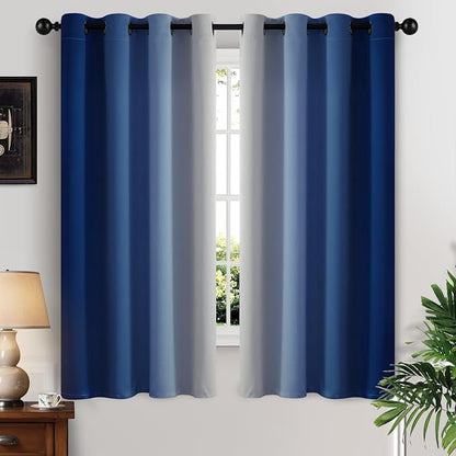 Yakamok Ombre Curtains Royal Blue and Greyish White by Yakamok