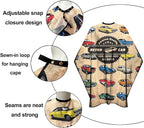 Barber Cape for Men Professional Hair Cutting Salon Cape with Snaps Waterproof Hairdressing Styling Cape Gown Apron- 63”× 56”(Vintage Cars)