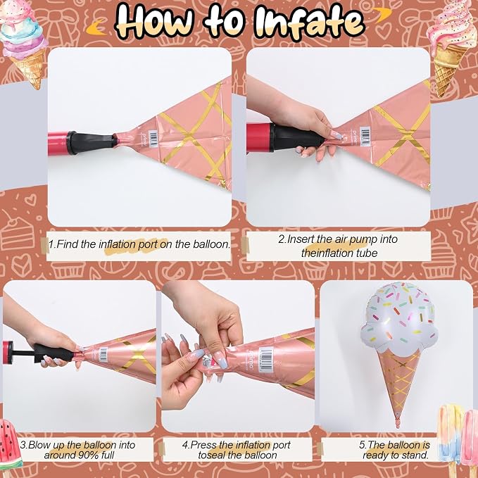 32 Inch Large Ice Cream Balloons Cone Kit, Giant Sweet Ice Cream Sprinkle Foil - Image 8