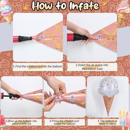 32 Inch Large Ice Cream Balloons Cone Kit, Giant Sweet Ice Cream Sprinkle Foil - Image 8