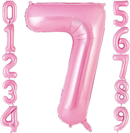 Pink Number 7 Balloon 40 Inch, Big Large Foil Helium Number Balloons, Jumbo by AIQINHU