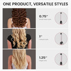 Rotating Curling Iron 3 in 1 Set, Automatic Curling Wand with 3 Interchangeable Ceramic Barrels(0.75" - 1.25"), Instant Heating Hair Culer with 5 Adjustable Temp, Include Heat Resistant Glove & Clips