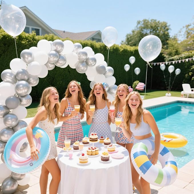 KARLURE White Silver Balloon Arch Kit Garland - Image 6