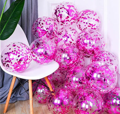 50pcs Hot Pink Foil Confetti Balloons, 12 inch Latex Balloon - Image 3