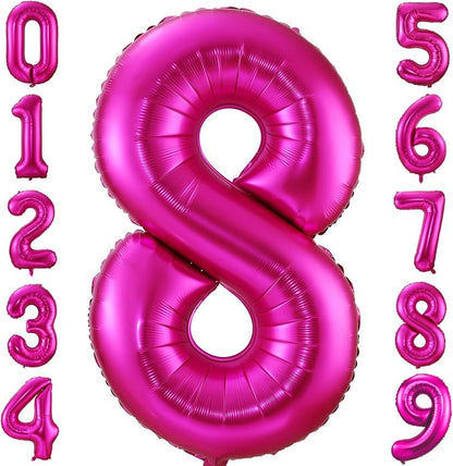 8 Balloon Number Hot Pink 8 Birthday Balloon 40 inch Foil Mylar Large 8 Balloon by BBPOOL