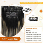 Full Shine Real Hair Clip in Extensions Balayage Seamless Clip ins Off Black to Black With Caramel Blonde Invisible Hair Extension Black Remy Natural Hair Longevity 120 Grams 18 Inch 8 Pcs