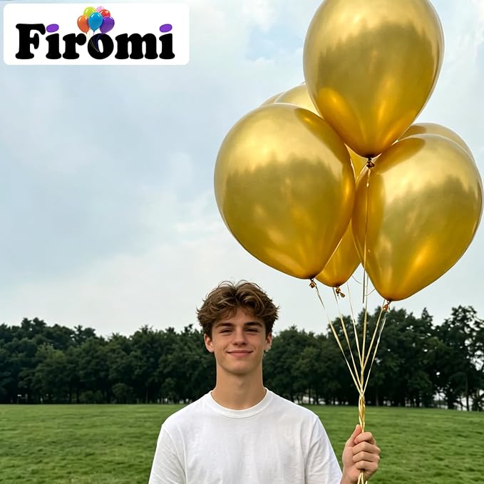 Firomi Metallic Chrome Big Gold Balloons 18-inch 12 Pack | Large Helium Shiny - Image 5