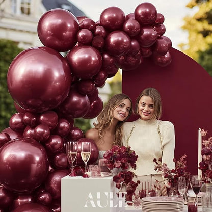 AULE 100 Pcs Metallic Burgundy Balloons Different Sizes 18/10/5 Inch | Maroon - Image 2