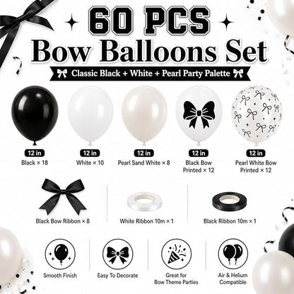 Black Bow Balloons 60PCS Printed Bow - Image 2