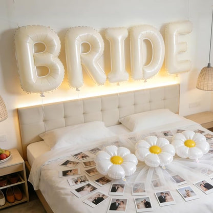 40 Inch Beige BRIDE Balloons, Huge Cream White Sand Bride Letter Aluminum Foil - Image 8