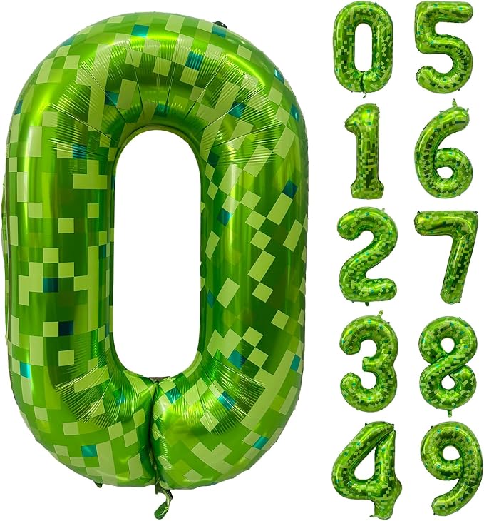 Green Number Balloons, Gaint Green Pixel Number 0 Balloon 40 Inch Dark green 0 by Yeodong