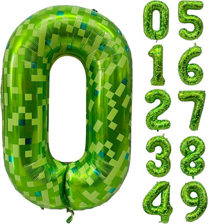 Green Number Balloons, Gaint Green Pixel Number 0 Balloon 40 Inch Dark green 0 by Yeodong