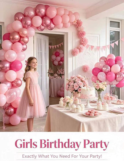 Pink Balloons 60 PCS 12 Inch Hot Pink Light Baby Pink Metallic Pink Latex - Image 7