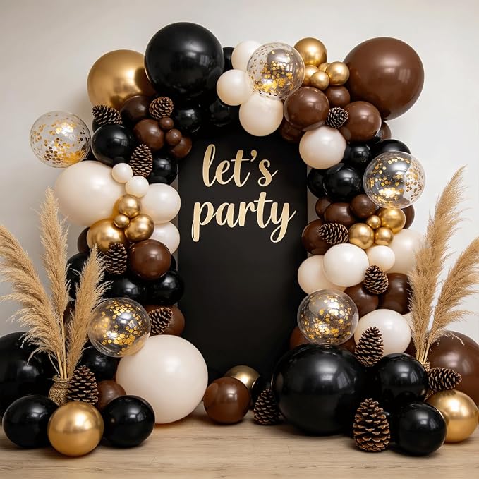 Brown Black Gold Balloon Arch Kit, Party Decoration | Sand White, - Image 6