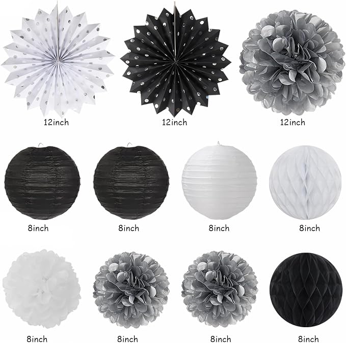 Black White Silver Birthday Party-decorations - Image 2