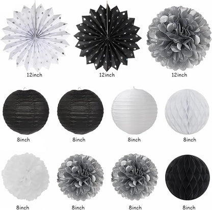 Black White Silver Birthday Party-decorations - Image 2