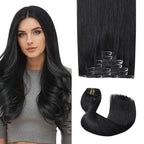 Pro2.0 Clip in Hair Extensions Real Human Hair 20inch 7pcs Color #1 Jet Black Remy Real Human Hair Extensions Clip ins 120g Thick Seamless Double Weft for Women（#1-20inch）