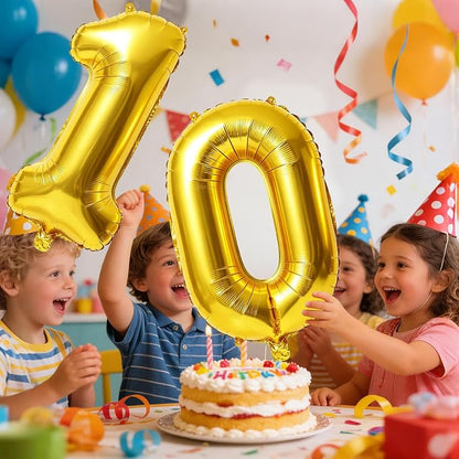 40 Inch Number 10 Balloons for 10th Birthday Party Decorations, 0-100 Gold - Image 2