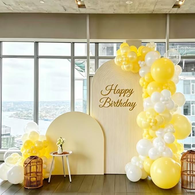 Yellow and White Balloons, 12 Inch Pastel Light Yellow Ivory White and Clear - Image 4