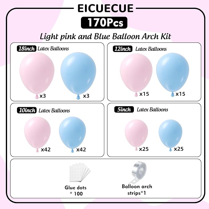 Pink and Blue Balloons Garland Arch Kit - Image 2
