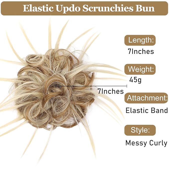 HMD Tousled Updo Messy Bun Hair Piece Hair Extension Ponytail With Elastic Rubber Band Updo Bun Synthetic Hairpieces for Women