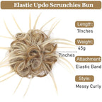 HMD Tousled Updo Messy Bun Hair Piece Hair Extension Ponytail With Elastic Rubber Band Updo Bun Synthetic Hairpieces for Women