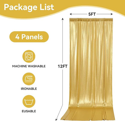 20x12ft Glitter Gold Backdrop Curtains, Sequin Curtains Wrinkle Free Polyester - Image 6