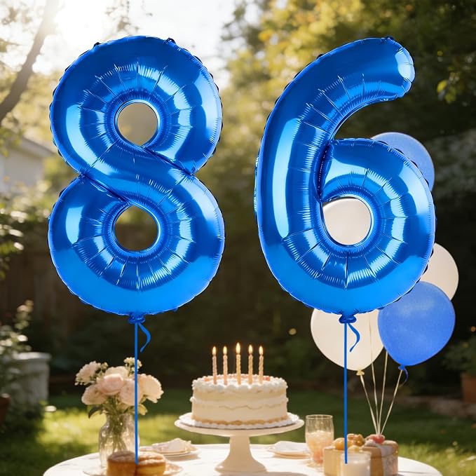 40 Inch Number 86 Balloons for 86th Birthday Party Decorations, 0-100 Dark Blue - Image 3
