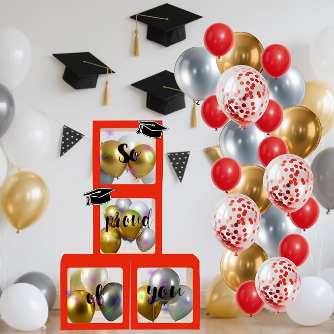 Graduation Decorations Class of 2026, Graduation Party Red Balloon Boxes - Image 5