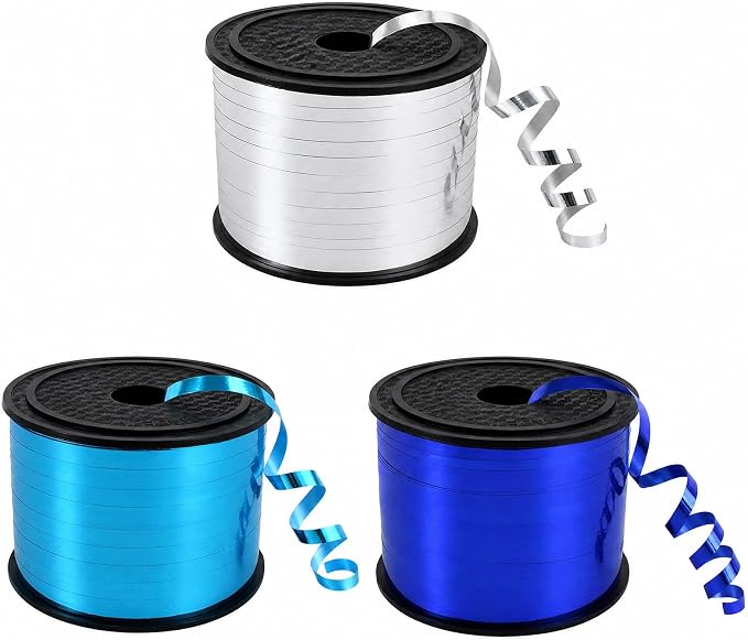TONIFUL Blue Light Blue Silver Curling Ribbon Balloon String Gift Wrapping | by TONIFUL