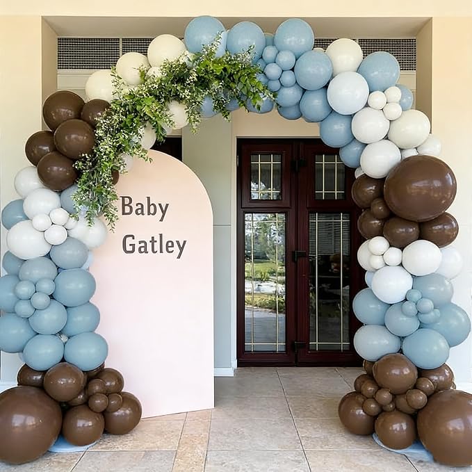 110pcs Dusty Blue and Brown Balloons Garland Arch Kit, 18/12/10/5 Inch | Dark - Image 3