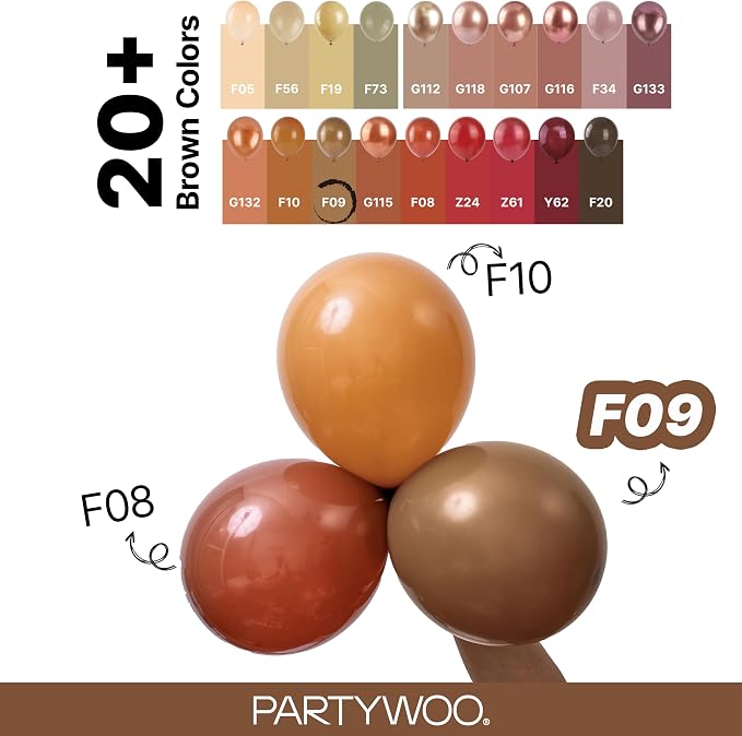 PartyWoo Brown Balloons 100pcs Boho Coffee Tan Fall Color 18 12 10 5 Inch | 18 - Image 5