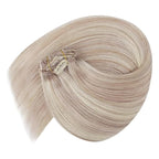 Ve Sunny Human Hair Clip in Extensions Ash Blonde Highlight Bleach Blonde Real Human Hair Extensions Clip ins for Thick Hair 120g 7pcs 14inch