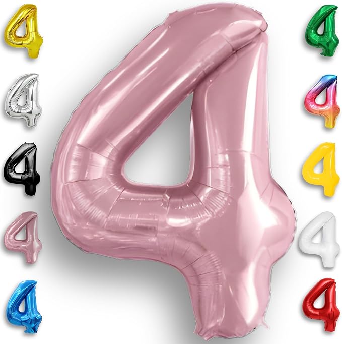 Pink Pearl Number Balloon 4 Mylar Foil Macaron Balloons 40 inch by Unknown