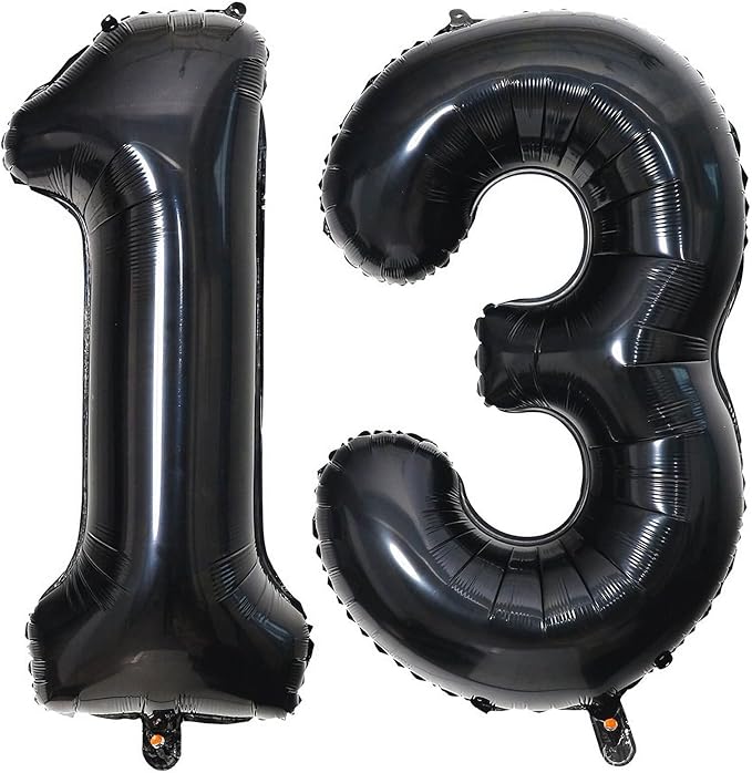 40 Inch Black 13 Number Balloons Giant Jumbo Huge 13 or 31 Foil Mylar Helium by LHOAVWE
