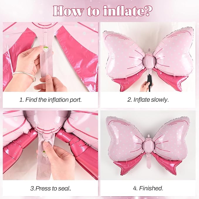 Pink Bow Balloons Different Sizes - Image 6