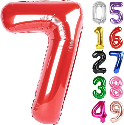 Red Number 7 Balloon 40 Inch, 7th Birthday Party Decorations Men Women | Foil by IWERP