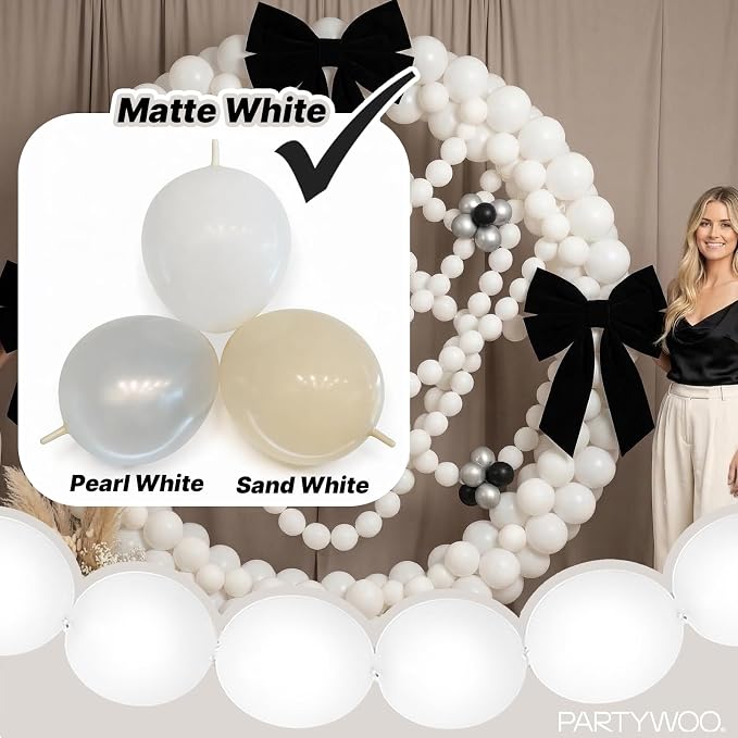 PartyWoo White Linking Balloons 100pcs 12 Inch White Link Balloons | - Image 3