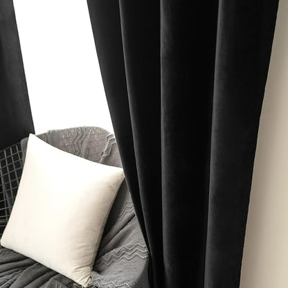 MIULEE Velvet Curtains Halloween Black 52 x 96 Inch Length Set of 2 | Grommet - Image 6