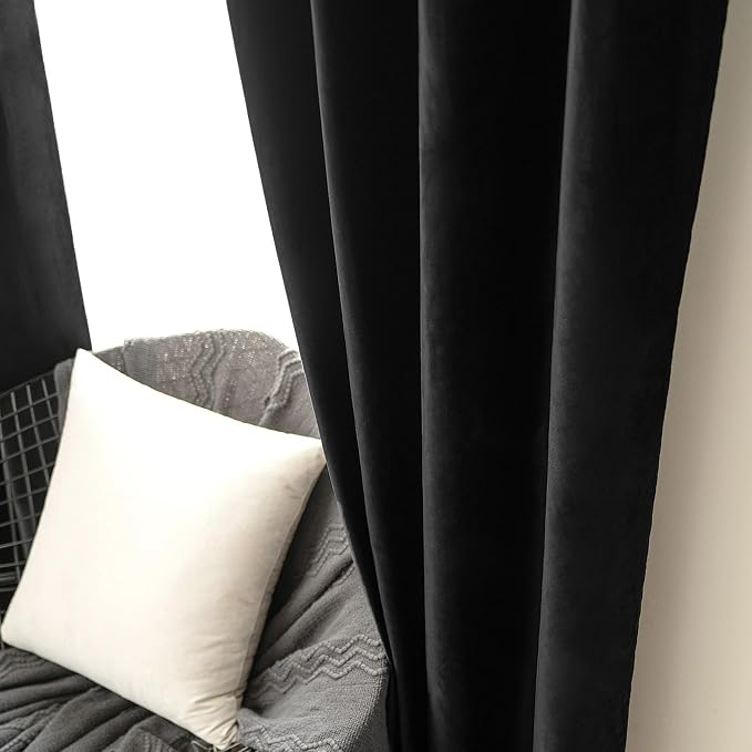 MIULEE Velvet Curtains Halloween Black 52 x 108 Inch Length Set of 2 | Extra - Image 6