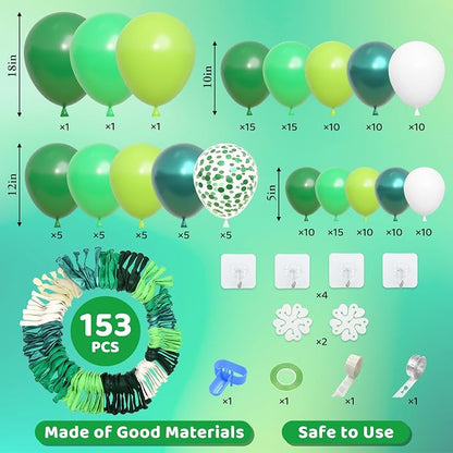 Amandir 153pcs Green Balloon Garland Arch Kit Different Sizes | 18 12 10 5 inch - Image 2