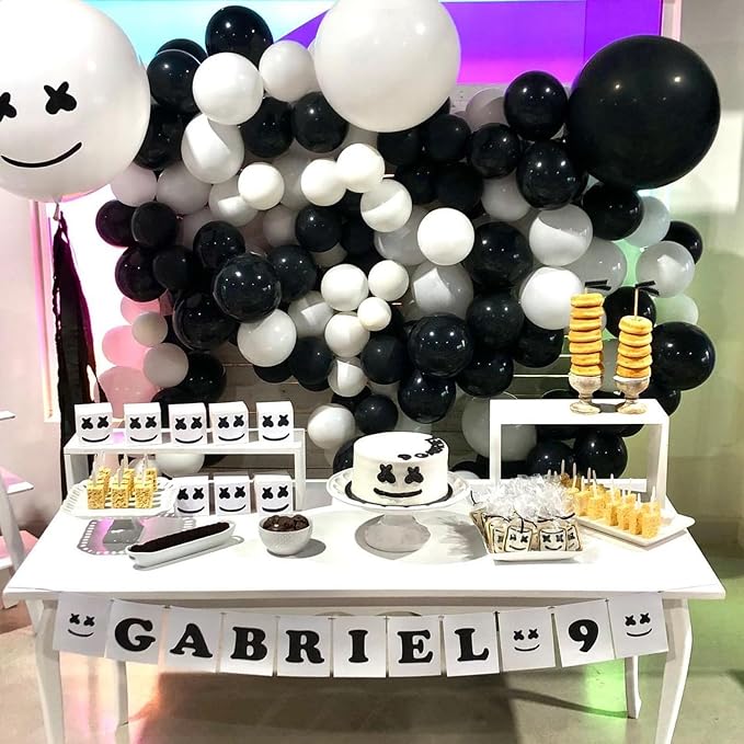White Black Balloon Garland Arch Kit, 120 Pack Matte Latex Black White Balloons - Image 4