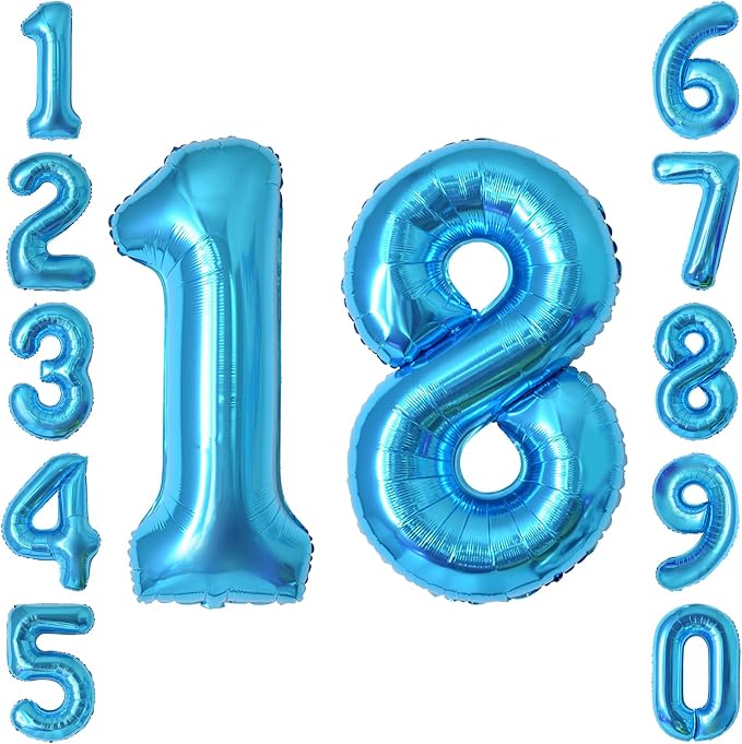 Light Blue Number 18 Balloon 40 Inch, Foil Numeral by Unknown