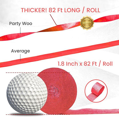 PartyWoo Pink Hot Red White Light Crepe Paper Streamers 6 Rolls 492 FT | Baby - Image 4