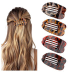 4Pcs Flat Hair Clips for Women Leopard French Claw Alligator Concord Flat Hair Clips Fashion Accessories for Women Girls