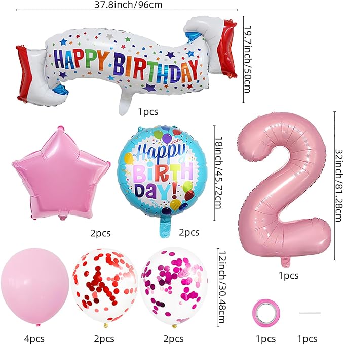 Baby Pink Number 2 Balloons.2nd Birthday Large Foil Balloons Pink, Balloon - Image 3