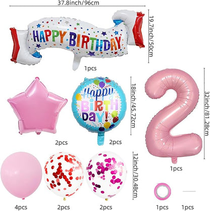 Baby Pink Number 2 Balloons.2nd Birthday Large Foil Balloons Pink, Balloon - Image 3