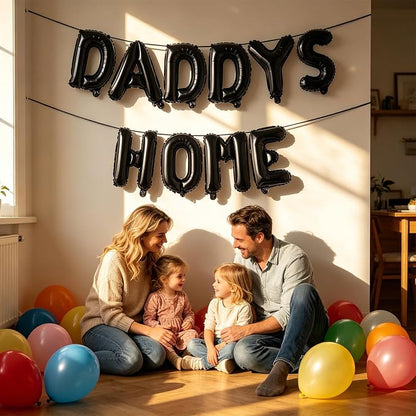 2 Set 20Pcs Black DADDYS HOME Letter Balloons 16in Balloon Foil Letter - Image 4