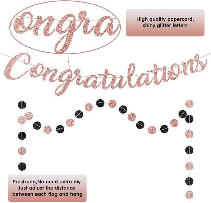 Rose Gold Congratulations Banner Sign Prestrung Congrats Banner Congratulations - Image 2