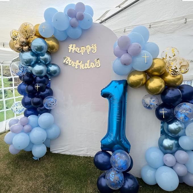 Navy Blue Gold Balloon, 60 Packs 12 Inch Metallic Blue and Macaron Blue Balloons - Image 7